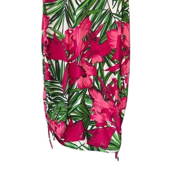 MICHAEL Michael Kors Floral Fuchsia Green Print Bodycon Ruched Dress Women Sz4 - Picture 4 of 10